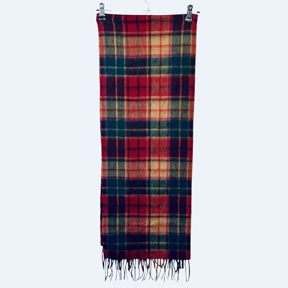 NWT Tartan Traditions Scarf 100% Wool Scotland Wrap Fringed 64" x 12"